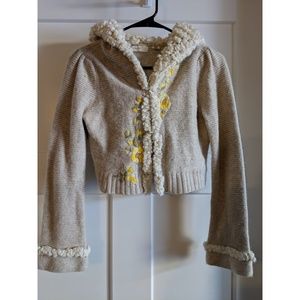 Sleeping on snow hooded cropped cardigan